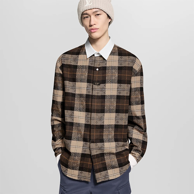 9a+ quality louis vuitton flannel jacquard shirt